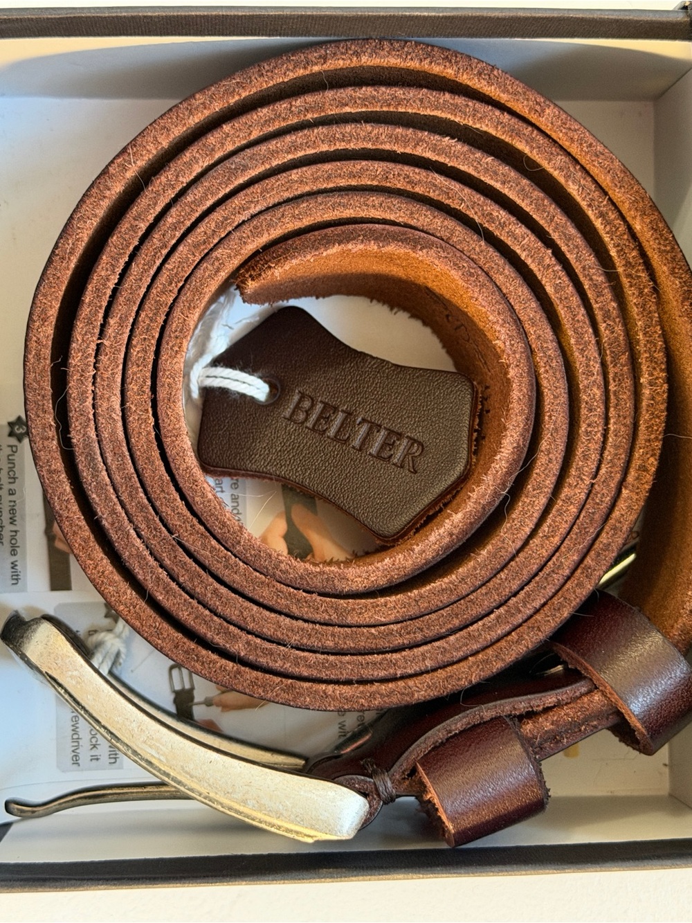 Belter Mens Leather Belt 46"- 48" Waist Brown Cowboy Western Workwear Casual NEW